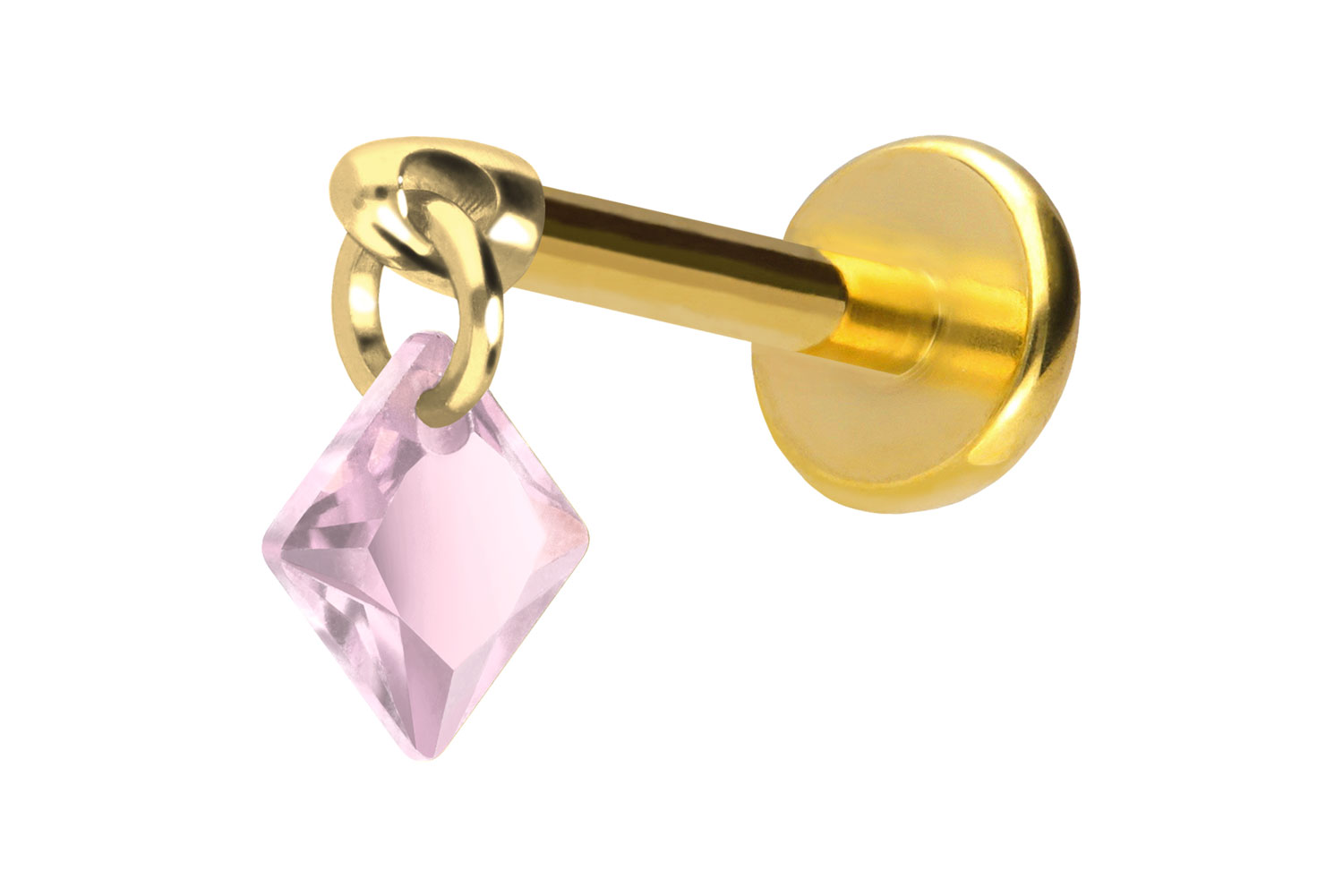 Titan Labret Piercing mit Push Fit KRISTALLQUADRAT